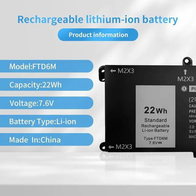 Alt view image 2 of 5 - FTD6M 06HHW5 6HHW5 Laptop Battery Replacement for Dell Latitude 7285 2-in-1 Keyboard Series(7.6V 22Wh)