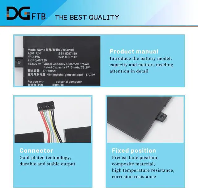 Alt view image 2 of 7 - L21C4PH0 L21D4PH0 L21B4PH0 laptop Battery for Lenovo IdeaPad Yoga 9 14IAP7 Series SB11D97139 5B11D97140 5B11D97141 5B11D97146 5B11D97142 SB11D97143 SB11D97144 SB11D97145 15.52V 75Wh/4835mAh/4-Cell