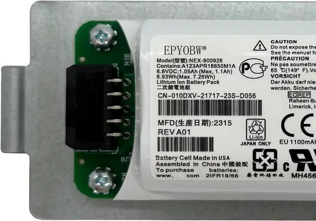 Alt view image 2 of 5 - NEX-900926 Laptop Battery 6.93Wh Compatible with DELL EqualLogic Module Type 15 Type 18 Type 19 Controller / PS4210 PS6210 PS6610 Controller Series 010DXV 0K4PPV 0KVY4F 0M1GDN 0FK6YW