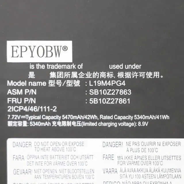 Alt view image 2 of 3 - L19M4PG4 Laptop Battery 42Wh 5470mAh 4-Cell 7.72V Compatible with Lenovo ThinkPad X12 Detachable Gen 1 20UW 20UV Series L19C4PG4 L19M4PG3 L19C4PG3