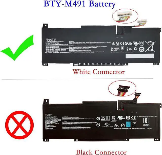 Alt view image 2 of 6 - BTY-M491 Laptop Battery 52.4Wh Compatible with MSI Modern 15 A10RB A10M A10RAS A10RD MS-1551/15 A11M A11SB MS-1552/15 A4M A4MW MS-155K / Summit B15 A11M Series 3ICP6/71/74