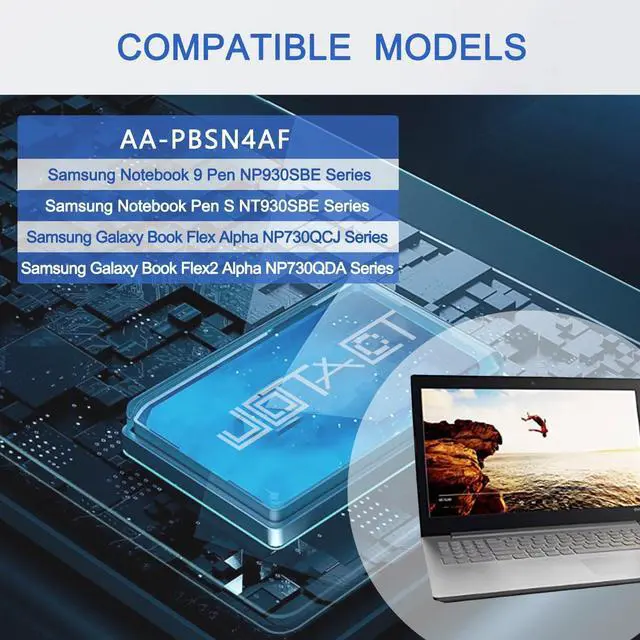 Alt view image 3 of 6 - AA-PBSN4AF Laptop Battery for Samsung Notebook 9 Pen 13" NP930SBE-K01CN NP930SBE-K06CN NP930SBE-K01US NT930SBE-K38A Series Samsung Galaxy Book Flex Alpha NP730QCJ NP730QCJ-K01US 15.4V