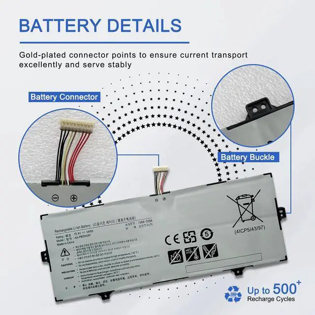 Alt view image 5 of 6 - AA-PBSN4AF Laptop Battery for Samsung Notebook 9 Pen 13" NP930SBE-K01CN NP930SBE-K06CN NP930SBE-K01US NT930SBE-K38A Series Samsung Galaxy Book Flex Alpha NP730QCJ NP730QCJ-K01US 15.4V