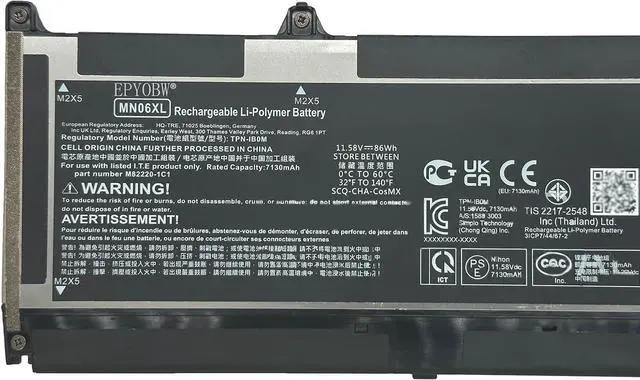 Alt view image 2 of 5 - MN06XL Laptop Battery 86Wh 11.58V Compatible with HP ZBook Studio 16 G9 Mobile Workstation/ZBook Studio 16 G10 G11 Mobile Workstation Series TPN-DB1B M82230-005 M82220-2C1 31CP7/44/67-2