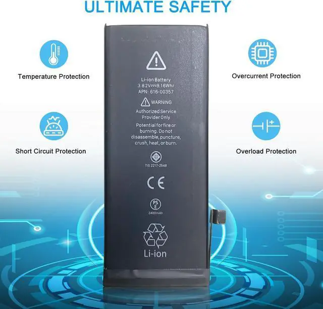 Alt view image 2 of 6 - Laptop Batteries Compatible for 3.8V 9.12Wh 2400mAh 616-00357 iPhone 8 A1905 A1863 A1906