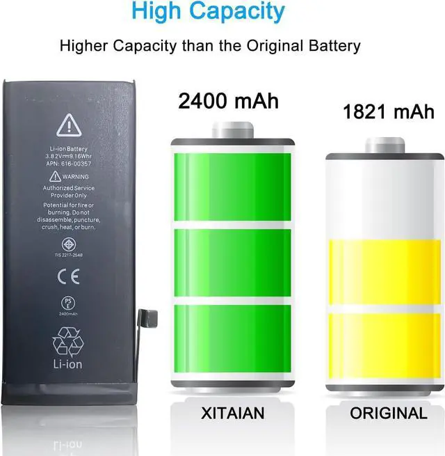 Alt view image 3 of 6 - Laptop Batteries Compatible for 3.8V 9.12Wh 2400mAh 616-00357 iPhone 8 A1905 A1863 A1906
