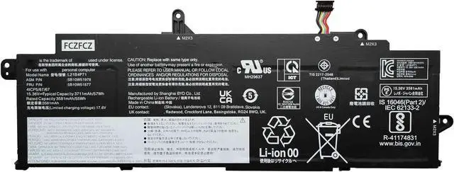 Main image of L21B4P71 Laptop Battery 57Wh 3711mAh Replacement for Lenovo T14s Gen 4 21F6 21F7 Series 5B11M90033 5B11M90033 L21L4P73 5B11M90030 L21M4P75 5B11M90031 L21D4P74 5B11M90032 15.36V 4-Cell