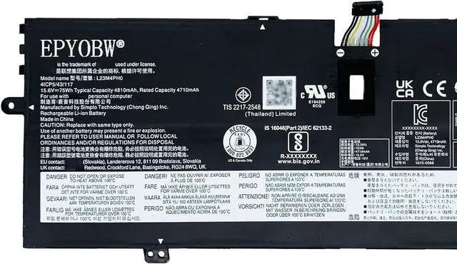 Alt view image 2 of 5 - L23M4PH0 Laptop Battery 75Wh 4810mAh 15.6V Compatible with Lenovo ThinkBook Plus G5 Tab&ThinkBook Plus G5 Station/Yoga 9 2-in-1 14IMH9 Series SB11M64204 5B11M64203 L23D4PH0 SB11M64201