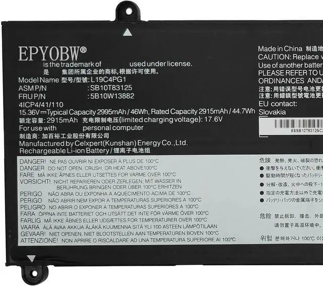 Alt view image 2 of 5 - L19C4PG1 Laptop Battery 46Wh 2995mAh 4-Cell 15.36V Compatible with Lenovo ThinkPad 11E Yoga Gen 6th 20SE 20SF Series L19M4PG1