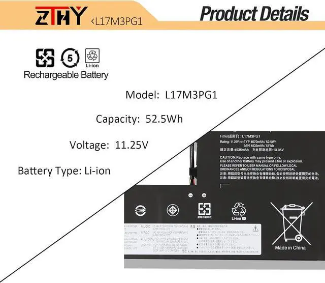 Alt view image 3 of 7 - L17M3PG2 L17M3PG1 Laptop Battery Replacement for Lenovo Legion Y530-15ICH Y530-15ICH-1060 Y540-15IRH Y545-PG0 Y740-15IRH Y740-15ICHG Y7000P Y7000 Y7000-2019 Series L17C3PG2 L17L3PG1 L17L3PG3 52.5Wh