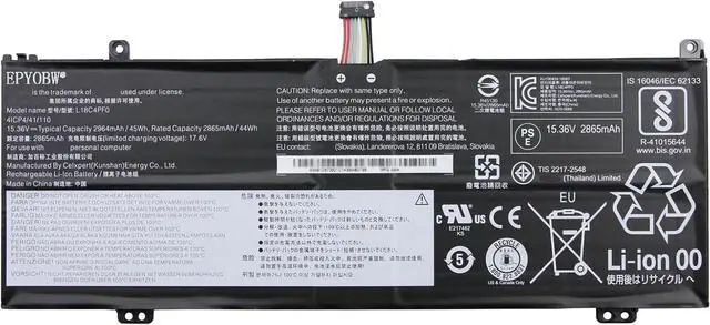 Main image of L18C4PF0 Laptop Battery 45Wh 2964mAh 15.36V Compatible with Lenovo ThinkBook 13s-IWL 13s-IML 14s-IWL 14s-IML Series 5B10W67334 5B10S73501 L18M4PF0 5B10S73499 L18D4PF0 5B10W67399