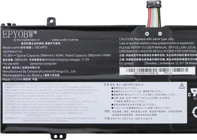 Alt view image 2 of 5 - L18C4PF0 Laptop Battery 45Wh 2964mAh 15.36V Compatible with Lenovo ThinkBook 13s-IWL 13s-IML 14s-IWL 14s-IML Series 5B10W67334 5B10S73501 L18M4PF0 5B10S73499 L18D4PF0 5B10W67399