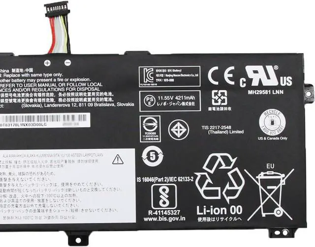 Alt view image 3 of 5 - L18L3P72 Laptop Battery 51Wh 4372mAh 11.55V Compatible with Lenovo ThinkPad X390 Yoga 20NN 20NQ X13 Yoga 1st Gen 20SX 20SY Series SB10K97659 02DL021 SB10T83170 5B10W13927 L18M3P72 L19M3P71