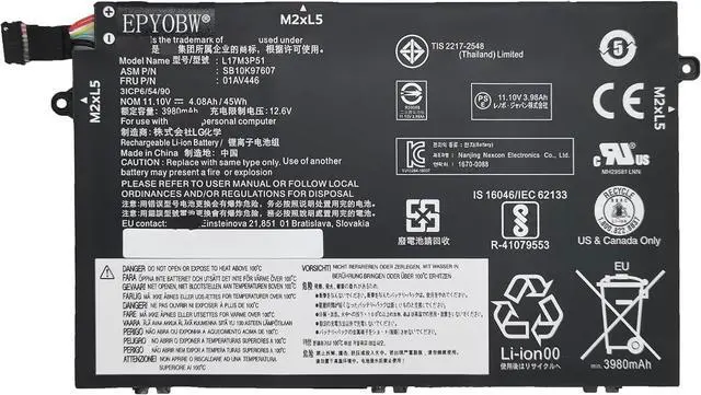 Main image of L17M3P51 Laptop Battery 45Wh Compatible with Lenovo ThinkPad E480 E485 E490 E495 E580 E585 E590 E595 / ThinkPad E14 1st Gen (2019) / E41-50 Series L17C3P51 L17M3P52 L17L3P51 01AV448 01AV447