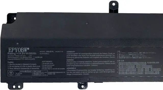 Alt view image 2 of 5 - A42N1710 Laptop Battery 88Wh 14.8V Compatible with ASUS Rog STRIX GL702V GL702VI GL702VI-1A GL702VI-BA004R GL702VI-BA007T GL702VI-BA012T GL702VI-BA012T Series A42LM5H 0B110-00490000 41CR19/66-2