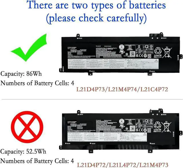 Alt view image 2 of 5 - L21D4P73 Laptop Battery 86Wh 5556mAh 15.48V Compatible with Lenovo ThinkPad P16s Gen 1 Gen 2 T16 Gen 1 Gen 2 Series L21D4P72 L21M4P74 L21C4P72 L21L4P72 L21M4P73