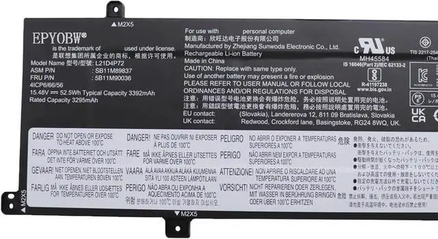 Alt view image 3 of 6 - L21D4P72 Laptop Battery 52.5Wh 3400mAh 15.44V Compatible with Lenovo ThinkPad P16s Gen 1 Gen 2 / T16 Gen 1 Gen 2 / L13 Gen 5 Series L21M4P73 L21L4P72 L21M4P74 L21C4P72 L21D4P73 L21M4P74