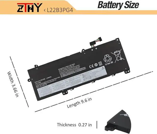 Alt view image 7 of 7 - L22B3PG4 L22M3PG4 Laptop Battery Replacement for Lenovo ThinkPad E14 Gen 5 Gen 6, E16 Gen 1 Gen 2 Series L22D3PG4 SB11K63023 L22X3PG4 SB11K63021 SB11K63026 SB11K63023 5B11K63020 5B11N45988 11.31V 47Wh