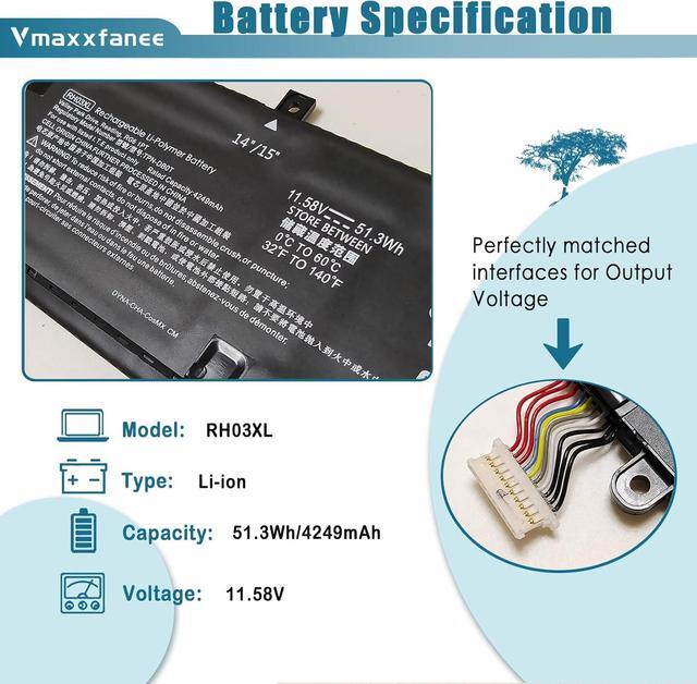 Alt view image 2 of 7 - 51.3Wh RH03XL Laptop Battery Replacement for HP EliteBook 640 G9 G10/650 G10/655 G10 Probook 440 G10/445 G10 G10/450 G9 G10/455 G10/460 Series 11.58V