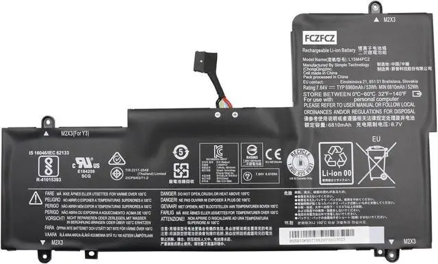 Main image of L15M4PC2 Laptop Battery 53Wh 6960mAh Replacement for Lenovo IdeaPad Yoga 710-14IKB 710-14ISK 710-15IKB 710-15ISK Series 5B10K90778 L15L4PC2 5B10K90802 7.64V 4-Cell