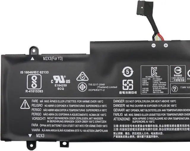 Alt view image 3 of 5 - L15M4PC2 Laptop Battery 53Wh 6960mAh Replacement for Lenovo IdeaPad Yoga 710-14IKB 710-14ISK 710-15IKB 710-15ISK Series 5B10K90778 L15L4PC2 5B10K90802 7.64V 4-Cell