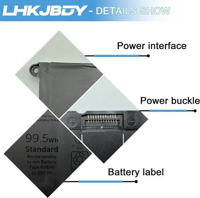 Alt view image 3 of 7 - KV690 Laptop Battery Compatible with Dell Precision 5690 Precision 5680 Series Notebook 6D2HW 06D2HW WPYCV 0WPYCV 0N7KV9 N7KV9