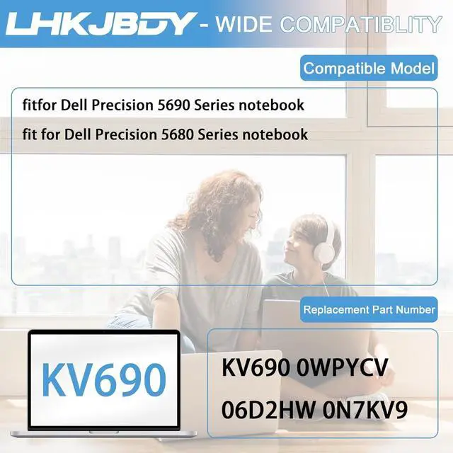 Alt view image 4 of 7 - KV690 Laptop Battery Compatible with Dell Precision 5690 Precision 5680 Series Notebook 6D2HW 06D2HW WPYCV 0WPYCV 0N7KV9 N7KV9