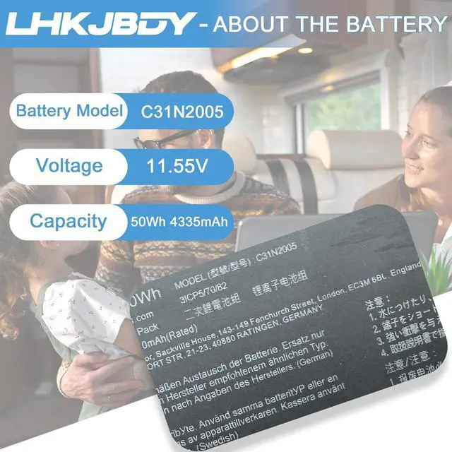 Alt view image 2 of 7 - C31N2005 Laptop Battery Compatible with ASUS Chromebook CX3 CX3400FMA Chromebook CX9 CX9400CEA Expert Book B5 OLED B5602CVA 50Wh 4335mAh 11.55V