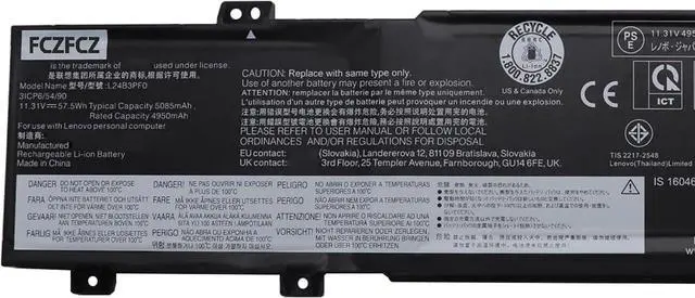 Alt view image 2 of 4 - L24B3PF0 Laptop Battery 57.5Wh 5085mAh Replacement for Lenovo LOQ 15IAX9E 83LK Series SB11Q32530 5B11Q32531 L24D3PF0 SB11Q32533 5B11Q32534 L24M3PF0 SB11Q32532 5B11Q32535 11.31V 3-Cell