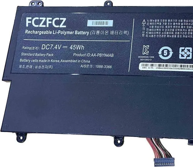 Alt view image 2 of 4 - AA-PBYN4AB Laptop Battery 45Wh Replacement for Samsung 540U3C NP540U3C 532U3X NP532U3X 532U3C NP532U3C 530U3C NP530U3C 530U3B NP530U3B Series AA-PLWN4AB BA43-00336A 7.4V