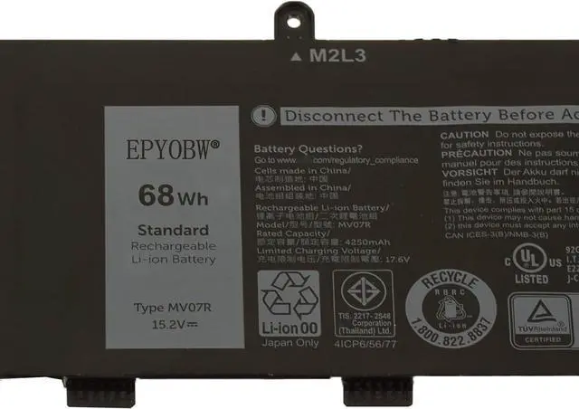 Alt view image 2 of 4 - MV07R Laptop Battery 68Wh 4250mAh 15.2V Compatible with Dell G3 15 3590 3700 3790 5500 5505 SE 3500 GN3500EDFSS WDP8D KJGP7 WDP8D GN3500EDFUS GN3500EDFRS Series JJRRD 0JJRRD 266J9 72WGV