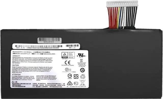 Main image of BTY-L77 Laptop Battery 83.25Wh 7500mAh 11.1V Compatible with MSI WT72 2OK 2OL 2OM 6QI 6QJ 6QK 6QL 6QM 6QN 6QL-400US MS-1781 MS-1782 / GT72 2PC 2PE Series MS-1781 MS-1782 MS-1783