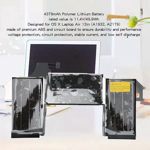 Alt view image 2 of 7 - Laptop Battery Replacement High Capacity 4379mAh 49.9Wh 11.4V Multi Protection Lithium Battery for OS X Laptop Air A 1965 A 1932 A 2179 MRE82LL A MVFH2LL A MVFM2LL A MVFK2LL A