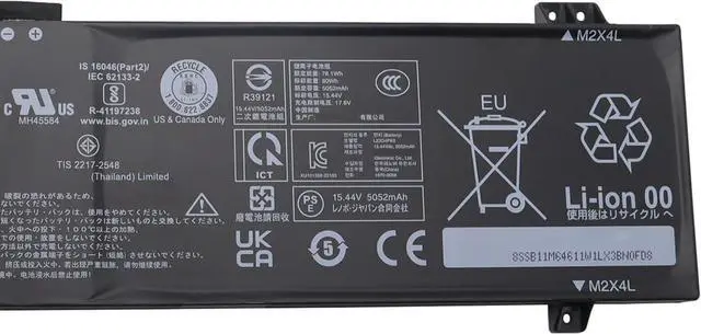 Alt view image 3 of 4 - L23D4PK5 Laptop Battery 80Wh 5182mAh Replacement for Lenovo Legion 5-16IRX9 83DG 83EW Series SB11M64611 5B11M64606 L23X4PK5 5B11M64609 SB11M6460 5B11M64613 15.44V 4-Cell