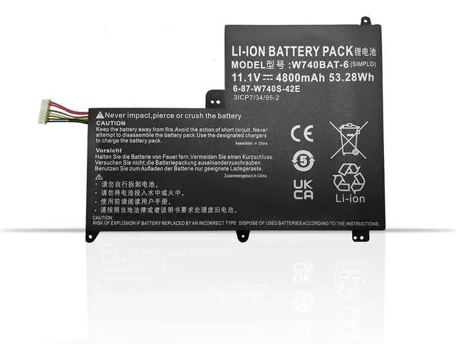 Main image of W740BAT-6 3ICP7/34/95-2 6-87-W740S-42E Laptop Battery Replacement for Clevo Schenker W740S S413 W740SU Series (11.1V 53.28Wh)