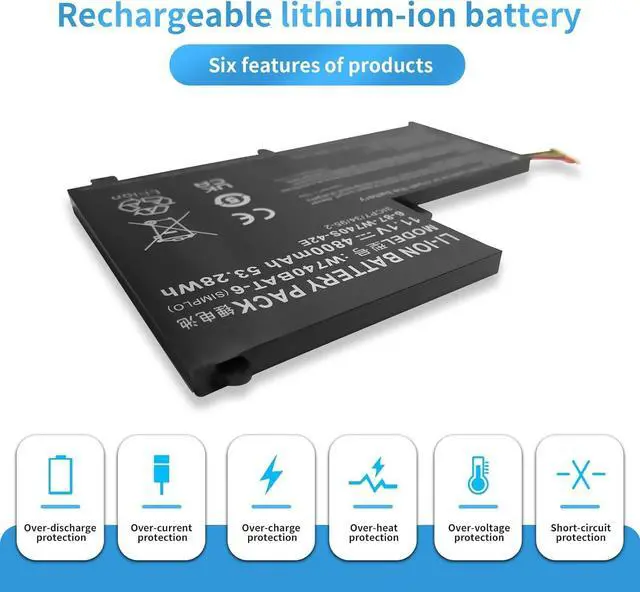 Alt view image 4 of 6 - W740BAT-6 3ICP7/34/95-2 6-87-W740S-42E Laptop Battery Replacement for Clevo Schenker W740S S413 W740SU Series (11.1V 53.28Wh)