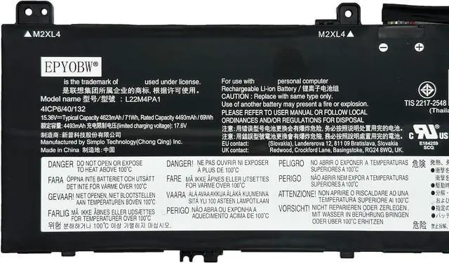 Alt view image 2 of 5 - L22M4PA1 Laptop Battery 71Wh 4623mAh 15.36V Compatible with Lenovo Yoga 7 14IRL8 14ARP8 16IRL8 16ARP8 2-in-1 14IML9 14AHP9 16IML9 16AHP9 Series SB11K38964 5B11K38966 L22C4PA1 L22D4PA1