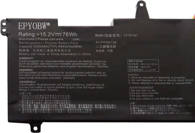 Alt view image 2 of 5 - C41N1541 Laptop Battery 76Wh 4840mAh 15.2V Compatible with ASUS Rog Strix GL702V GL702VM GL702VMK GL702VS GL702VSK GL702VT GL702ZC G702VM G702VMK Series C41PP91 0B200-02070000 0B200-02070200