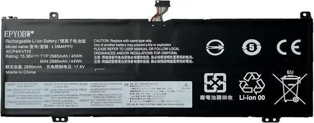 Main image of L18M4PF0 Laptop Battery 45Wh 2964mAh 15.36V Compatible with Lenovo ThinkBook 13S-IWL / 13S-IML / 14S-IWL / 14S-IML Series L18C4PF0 5B10S73501 5B10W67334 L18D4PF0 5B10W67399 5B10S73500
