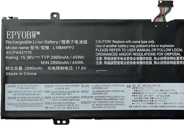 Alt view image 2 of 4 - L18M4PF0 Laptop Battery 45Wh 2964mAh 15.36V Compatible with Lenovo ThinkBook 13S-IWL / 13S-IML / 14S-IWL / 14S-IML Series L18C4PF0 5B10S73501 5B10W67334 L18D4PF0 5B10W67399 5B10S73500