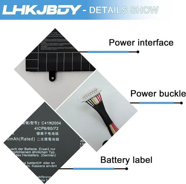 Alt view image 3 of 7 - C41N2004 Laptop Battery Replacement for Asus ZenBook Duo 14 UX482E UX482EA UX482EAR UX482EA-HY777TS UX482EG-HY016R UX482EAR-DH71T UX482EG UX482EGR UX482EA-HY006T UX482EGR-HY361W Series
