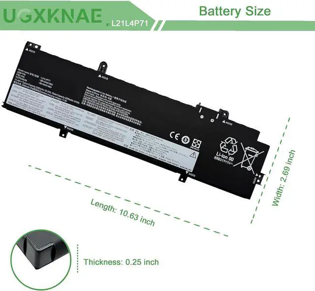 Alt view image 7 of 7 - L21M4P72 L21L4P71 Laptop Battery Replacement for Lenovo ThinkPad T14 Gen 3/ P14s Gen 3 T14 Gen 4 / P14s Gen 4 Series L21D4P71 L21M4P71 L21C4P71 L21L3P71 L21M3P71 L21C3P71 15.48V 52.5Wh