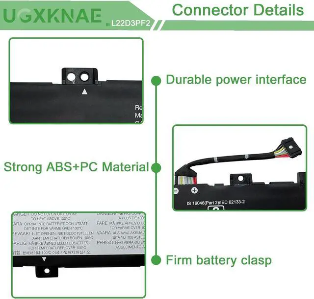 Alt view image 3 of 7 - L22D3PF2 Laptop Battery Replacement for Lenovo V14 V15 G4 AMN IdeaPad Slim 3 14AMN8 14IAH8 14IAN8 15IAN8 15IRH8 15IRU8 16IAH8 Series L22B3PF2 L22C3PF2 L22M3PF2 L22X3PF2 SB11K09308 11.31V 47Wh 4156mAh