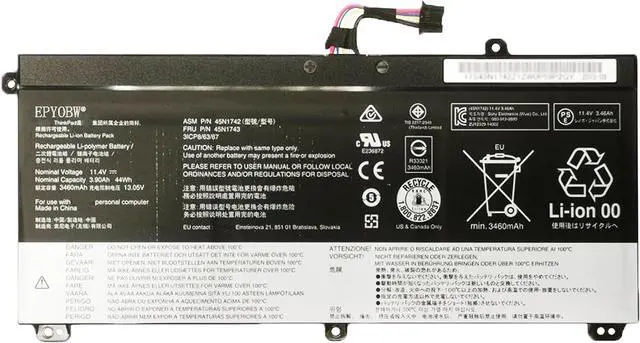 Main image of 45N1742 Laptop Battery 44Wh 3900mAh 11.4V Compatible with Lenovo ThinkPad T560 T550 T550S W550 W550s P50S Series 45N1740 45N1743 45N1741 SB10K12721 00NY639