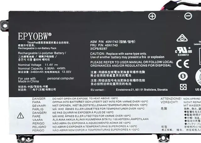 Alt view image 2 of 5 - 45N1742 Laptop Battery 44Wh 3900mAh 11.4V Compatible with Lenovo ThinkPad T560 T550 T550S W550 W550s P50S Series 45N1740 45N1743 45N1741 SB10K12721 00NY639