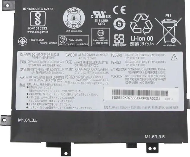 Alt view image 3 of 5 - L17M2P54 Laptop Battery 39Wh 4120mAh 7.68V Compatible with Lenovo Tablet 10 Series L17M2P53 SB10K97632 01AV473 L17C2P51 SB10K97616 01AV469 L17M2P51 SB10T83158 5B10W13915 01AV467