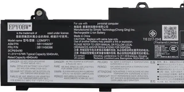 Alt view image 2 of 4 - L23M3P71 Laptop Battery 57Wh Compatible with Lenovo ThinkPad L14 Gen 5 / ThinkPad L16 Gen 1 Series SB11H56297 5B11H56396 SB11H56298 5B11H56397 SB11H56299 5B11H56398