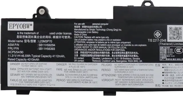 Alt view image 2 of 4 - L23M3P70 Laptop Battery 46.5Wh Compatible with Lenovo ThinkPad L14 Gen 5 / ThinkPad L16 Gen 1 Series L23D3P70 L23B3P70