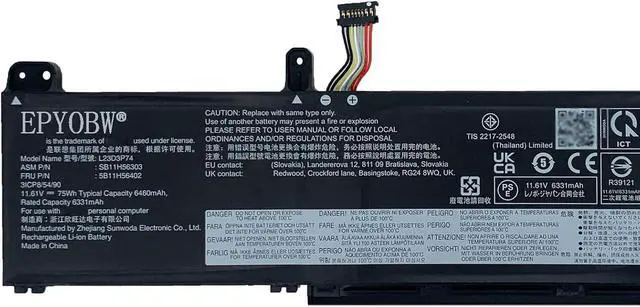 Alt view image 3 of 6 - L23D3P74 Laptop Battery 75Wh Compatible with Lenovo ThinkPad P14s Gen 5 / ThinkPad P16s Gen 3 Series L23M3P73 SB11H56302 5B11H56401 SB11H56303 5B11H56402 L23M3P72 L23D3P73