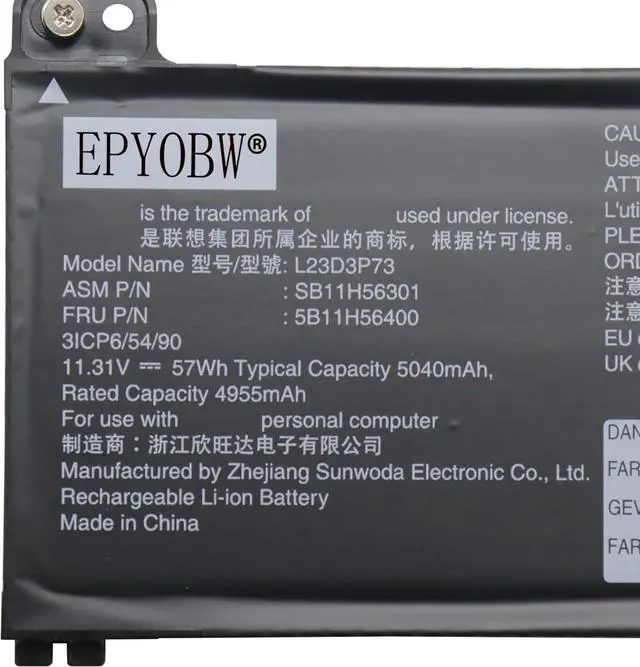 Alt view image 3 of 4 - L23D3P73 Laptop Battery 57Wh Compatible with Lenovo ThinkPad P14s Gen 5 / ThinkPad P16s Gen 3 Series SB11H56301 5B11H56400 L23M3P72 SB11H56300 5B11H56399 L23M3P73 L23D3P74